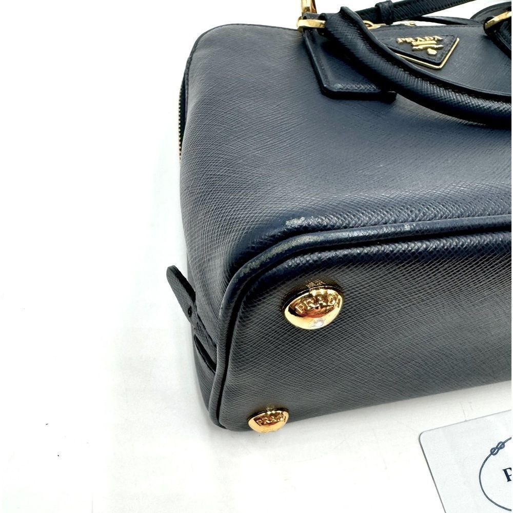 Auth Prada Small Baltic Blue Saffiano Lux Leather 2way Top Handle Promenade Bag - Picture 9 of 16